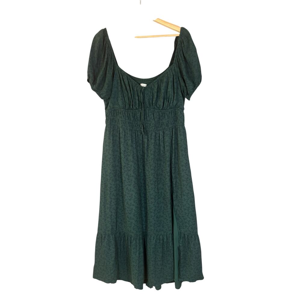 Hollister Green Milkmaid Midi Dress Cottage Feminine Peasant XL Shabby Chic - Picture 2 of 13